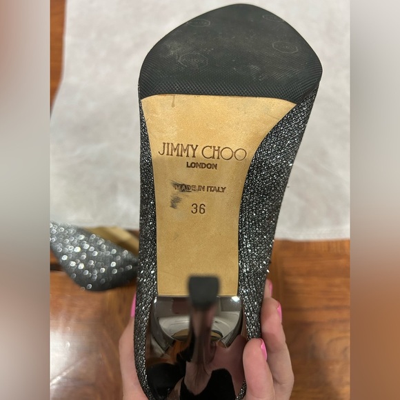 Jimmy Choo silver glitter stiletto - preowned - Picture 9 of 14